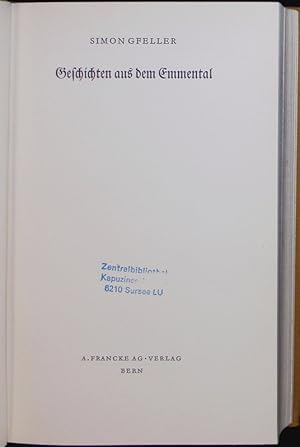 Imagen del vendedor de Geschichten aus dem Emmental. a la venta por Antiquariat Bookfarm