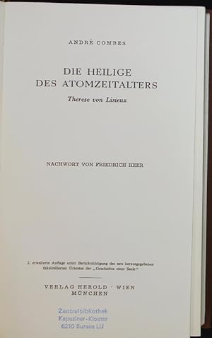 Bild des Verkufers fr Die Heilige des Atomzeitalters Therese von Lisieux. zum Verkauf von Antiquariat Bookfarm