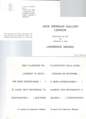 Lawrence Weiner (1942-2021) - a collection of 6 invitations and documents
