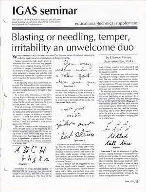 Immagine del venditore per Journal of Graphoanalysis IGAS seminar Supplement June 1995 venduto da Craig Stark
