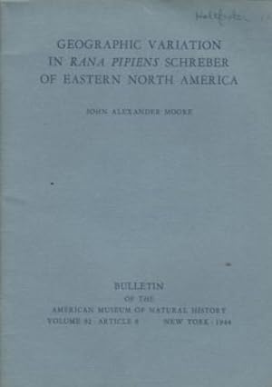 Bild des Verkufers fr Geographic Variation in Rana Pipiens Schreber of Eastern North America zum Verkauf von Robinson Street Books, IOBA