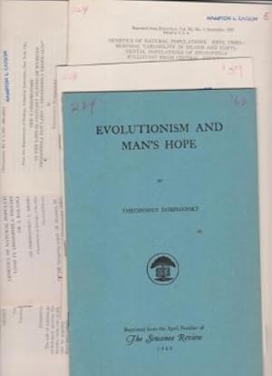 Bild des Verkufers fr Genetics of Natural Populations. XXVI. Chromosomal Variability in Island and Continental Populations of Drosophila Willistoni from Central America and the West Indies; Human Races; Lysenk at Bay; On Methods of Evolutionary Biology and Anthropology; The X-Chromosome in the Larval Salivary Glands of Hybrids Drosophila Insularis x Drosophila Tropicalis; An Experimental Study of interaction between Genetic Drift and Natural Selection; Evolution and Man's Hope; Genetics of Natural Populations. XXX. Is the Genetic Load in Drosophila Pseudoobscura a Mutational or a Balanced Load; Genetics of Natural Populations. XXXVIII. Continuity and Change in Populations of Drosophila Pseudoobscura in Western United States; Darwin Versus Copernicus zum Verkauf von Robinson Street Books, IOBA
