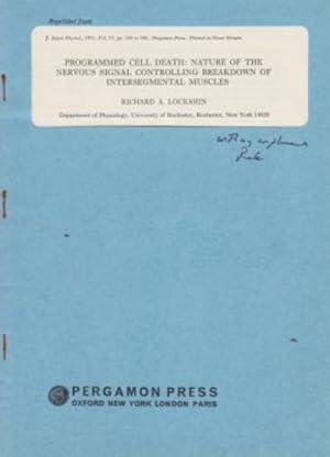 Imagen del vendedor de Programmed Cell Death, Nature of the Nervous Signal Controlling Breakdown of Intersegmental Muscles a la venta por Robinson Street Books, IOBA