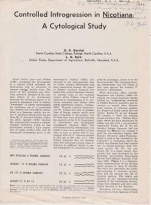 Bild des Verkufers fr Controlled Introgression in Nicotiana: A Cytological Study zum Verkauf von Robinson Street Books, IOBA