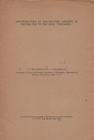 Imagen del vendedor de Abnormalities in Pollen-Tube Growth in Datura Due to the Gene "Tricarpel a la venta por Robinson Street Books, IOBA