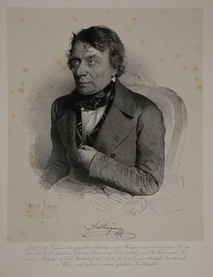 Imagen del vendedor de Portrait. Halbfigur im Sessel nach halbrechts. Lithographie von Eduard Kaiser. a la venta por Antiquariat  Braun