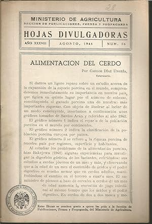 ALIMENTACION DEL CERDO -HOJAS DIVULGADORAS Año XXXVIII nº 26 Agosto 1940