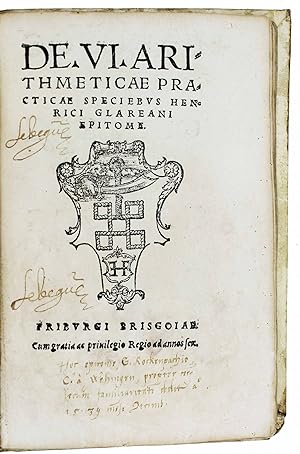 Bild des Verkufers fr De vi arithmeticae practicae speciebus Henrici Glareani epitome zum Verkauf von Hugues de Latude