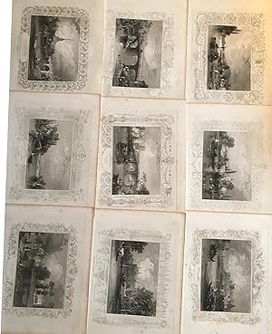 COLLECTION of nine steel engraved views of landmarks along the Thames to the West of London, incl...