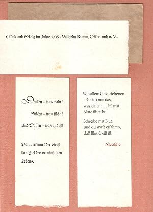 Kleiner Neujahrsdruck "Glück und Erfolg im Jahre 1935 - Wilhelm Kumm, Offenbach a.M."