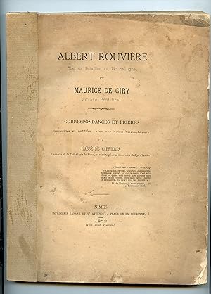 CORRESPONDANCES ET PRIÈRES recueillies et publiés ,avec une note biographique par l' Abbé De CABR...