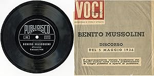 "Benito MUSSOLINI" Discorso del 5/5 /1936 / SP 33 tours 17cm plastique original italien / PUBLIDI...