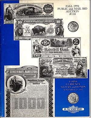 Imagen del vendedor de Fall 1992 Public and Mail Bid Auction #110: Coins, Currency, Stocks and Bonds, November 23 1992 a la venta por Lee Madden, Book Dealer