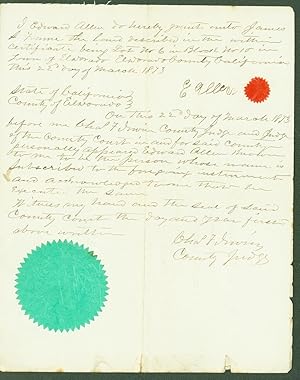 State of California, County of El Dorado (affadavit for land title, 1871). Transfer of title from...
