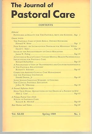 Seller image for The Journal of Pastoral Care, Volume XLIII Number 1, Spring 1989 for sale by Dan Glaeser Books