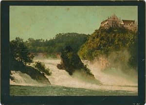 Foto Laufen Uhwiesen Kanton Zürich, Rheinfall bei Schaffhausen, Schloss Laufen - Photochrom Züric...