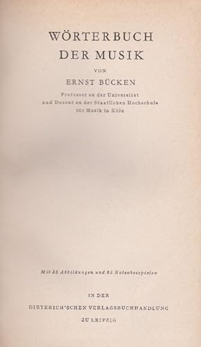 Image du vendeur pour Wrterbuch der Musik. Mit 33 Abbildungen und 85 Notenbeispielen. mis en vente par La Librera, Iberoamerikan. Buchhandlung