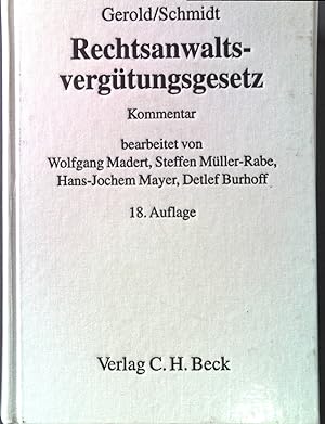 Bild des Verkufers fr Rechtsanwaltsvergtungsgesetz: Kommentar. zum Verkauf von books4less (Versandantiquariat Petra Gros GmbH & Co. KG)