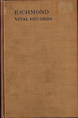 Imagen del vendedor de VITAL RECORDS of RICHMOND MASSACHUSETTS TO THE YEAR 1850 a la venta por UHR Books