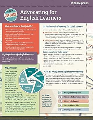 Seller image for TESOL Zip Guide: Advocating for English Learners [Soft Cover ] for sale by booksXpress