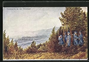 Bild des Verkufers fr Knstler-Ansichtskarte Feldwache an der Weichsel, sterreichische Soldaten zum Verkauf von Bartko-Reher