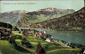 Bild des Verkufers fr Ansichtskarte / Postkarte Obstalden Glarus Kanton Glarus Schweiz, Walensee und Mattstock zum Verkauf von akpool GmbH