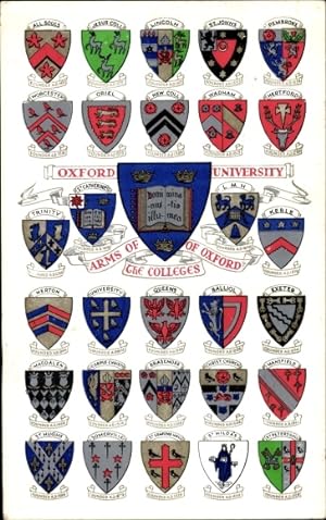 Wappen Ansichtskarte / Postkarte Oxford Oxfordshire England, Coat of Arms, Oxford University