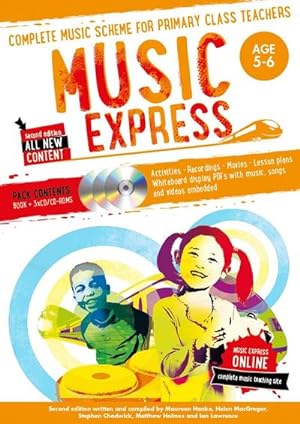 Seller image for Music Express: Age 5-6 (Book + 3 CDs + DVD-Rom) : Complete Music Scheme for Primary Class Teachers for sale by AHA-BUCH GmbH