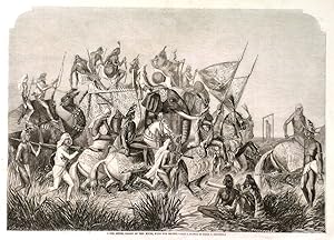 SOHIR SINGH, RAJAH OF THE SIKHS, WITH HIS ESCORT. A large entourage with elephants, horses, man...