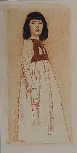 Mädchenporträt. Farbradierung um 1910, 13,5 x 7 cm (Blattgr.)