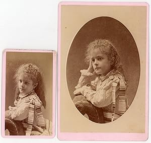 SAME GIRL - CDV and CABINET CARD PHOTO by MOSHER, CHICAGO