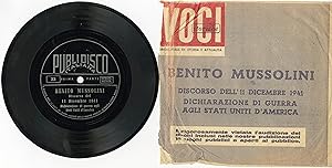 "Benito MUSSOLINI" Dichiarazione di guerra agli USA 11/12 /1941 17cm / SP 33 tours plastique orig...