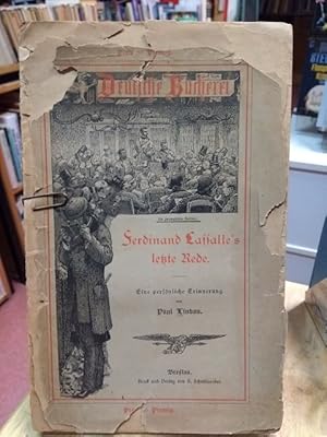 Imagen del vendedor de Ferdinand Lassalle's letzte Rede. Eine persnliche Erinnerung. a la venta por NORDDEUTSCHES ANTIQUARIAT