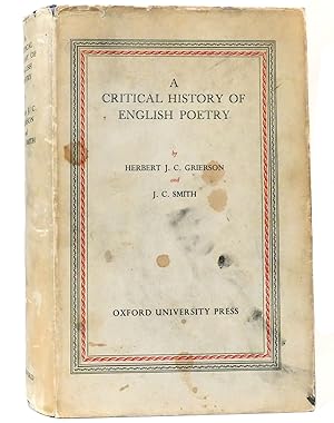 Seller image for A CRITICAL HISTORY OF ENGLISH POETRY for sale by Rare Book Cellar