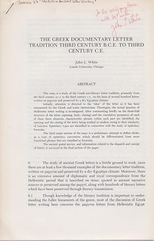 The Greek Documentatry Letter Tradition Third Century B.C.E. to Third Centure C.E. [From: Semeia,...