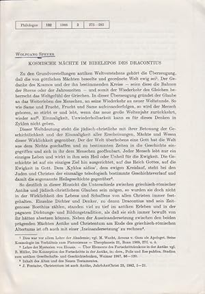 Imagen del vendedor de Kosmische Mchte im Bibelepos des Dracontius. [Aus: Philologus, Bd. 132, Nr. 2, 1988]. a la venta por Fundus-Online GbR Borkert Schwarz Zerfa