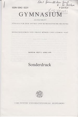 Imagen del vendedor de Die spartanische Phylenordnung im Spiegel der Groen Rhetra und des Tyrtaios. [Aus: Gymnasium, Bd. 86, Heft 2, April 1979]. a la venta por Fundus-Online GbR Borkert Schwarz Zerfa