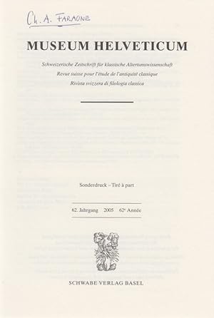 Bild des Verkufers fr Twisting and Turning in the Prayer of the Samothracian Initiates (Aristophanes Peace 276-279). [From: Museum Helveticum, 62. Jg., 2005]. zum Verkauf von Fundus-Online GbR Borkert Schwarz Zerfa