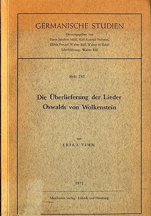 Bild des Verkufers fr Die berlieferung der Lieder Oswalds von Wolkenstein zum Verkauf von avelibro OHG