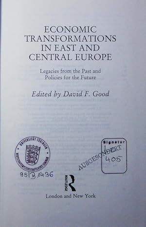 Image du vendeur pour Economic transformations in east and central Europe. legacies from the past and policies for the future. mis en vente par Antiquariat Bookfarm