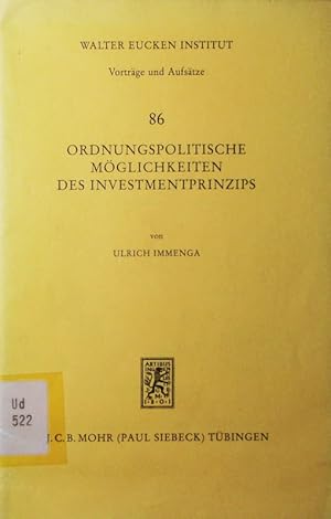 Bild des Verkufers fr Ordnungspolitische Mglichkeiten des Investmentprinzips. Aktienwesen, Mitbestimmung, Vermgenspolitik, [Vortrag, gehalten am 2. Juni 1981 auf dem 3. Investment-Kolloquium des Bundesverb. Dt. Investment-Ges. in Frankfurt am Main]. zum Verkauf von Antiquariat Bookfarm