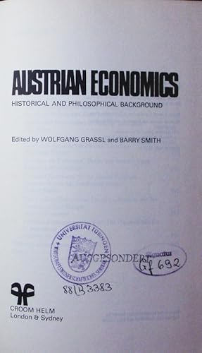 Immagine del venditore per Austrian economics. Historical and philosophical background. venduto da Antiquariat Bookfarm