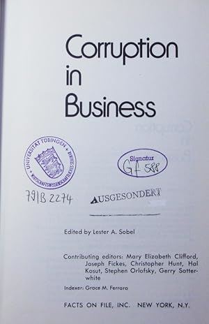 Bild des Verkufers fr Corruption in business. zum Verkauf von Antiquariat Bookfarm