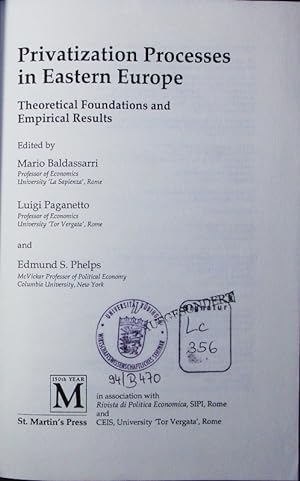 Seller image for Privatization processes in Eastern Europe. theoretical foundations and empirical results. for sale by Antiquariat Bookfarm