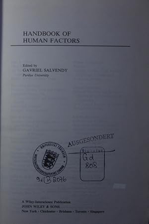 Imagen del vendedor de Handbook of human factors. a la venta por Antiquariat Bookfarm