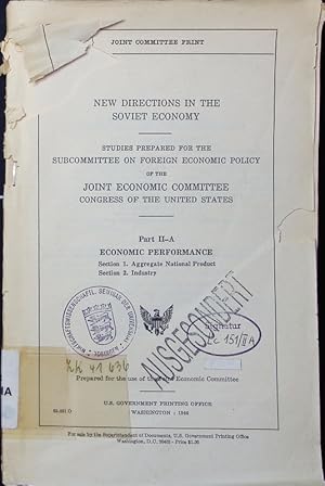 Seller image for New directions in the Soviet economy. studies prep. for the Subcommittee on foreign economic policy of the Joint Economic Committee, Congress of the United States. - 2A. Economic performance, sect.1. for sale by Antiquariat Bookfarm