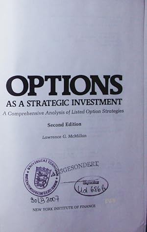 Immagine del venditore per Options as a strategic investment. A comprehensive analysis of listed option strategies. venduto da Antiquariat Bookfarm