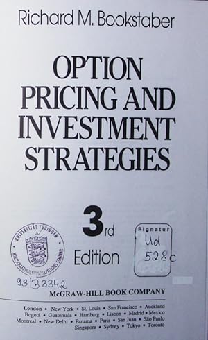 Immagine del venditore per Option pricing and investment strategies. venduto da Antiquariat Bookfarm
