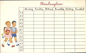 Stundenplan Victoria-Versicherung, Berlin undamp; Düsseldorf, Berufsausbildungs-Versicherung um 1930