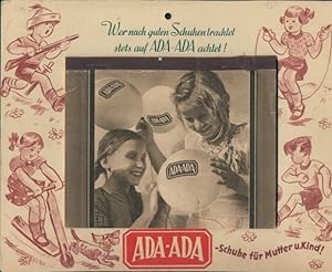 Abreißkalender (komplett) mit Stundenplan (letzte Seite) ADA-ADA Schuhe für Mutter und Kind 1930-er